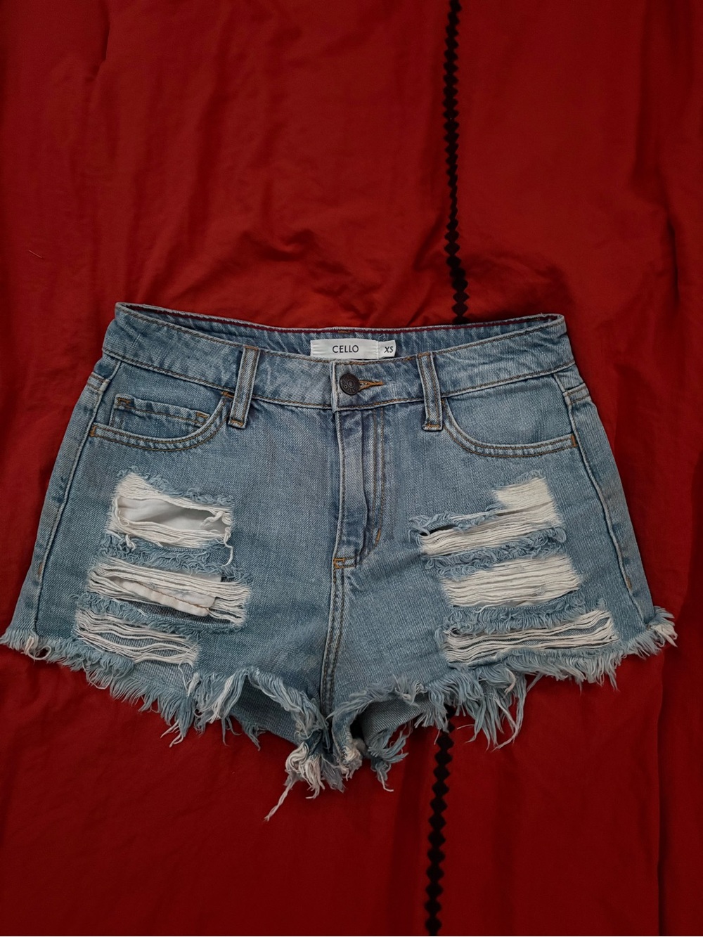 CELLO Light Blue Distressed Denim Jean Shorts